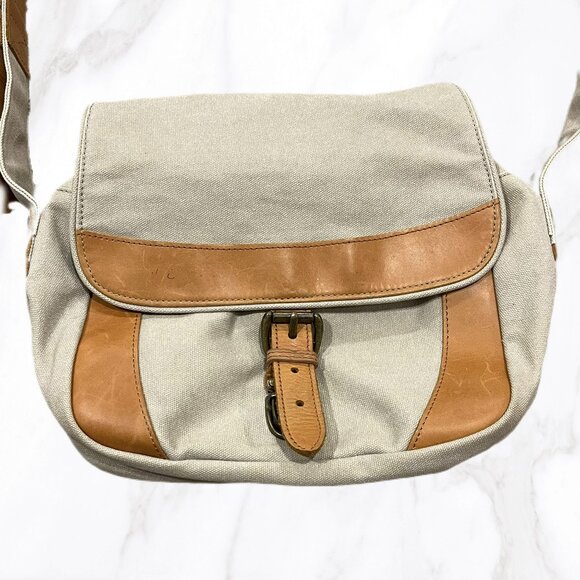 Vintage LL Bean Leather &‎ Canvas Messenger Shoulder Bag, OS - Picture 2 of 7
